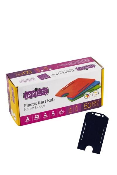 Lamiess  Lms 217 Dikey Plastik Kart Kabı Siyah 50'Li